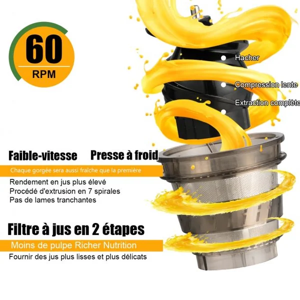 Extracteur de Jus 150w avec Accessoires Centrifugeuse pour Fruits et Légumes en Abs et Pc 27x15x385cm Rouge