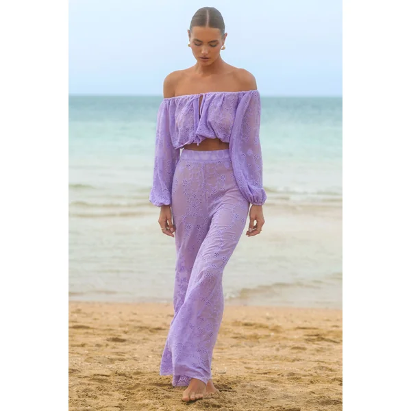 Fantini | Pantalon large en broderie lilas
