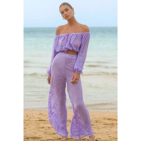 Fantini | Pantalon large en broderie lilas