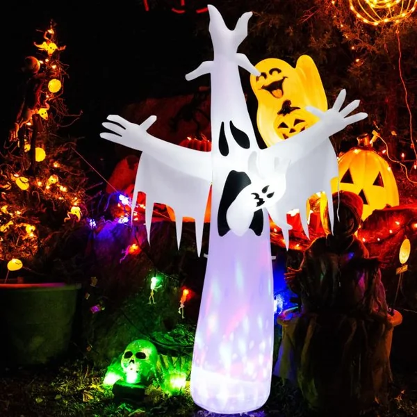 Fantôme Gonflable d'Halloween Décoration de Fête avec Lumières LED et Gonfleur Étanche Décoration Idéale pour Halloween