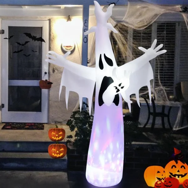 Fantôme Gonflable d'Halloween Décoration de Fête avec Lumières LED et Gonfleur Étanche Décoration Idéale pour Halloween