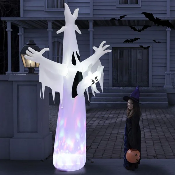 Fantôme Gonflable d'Halloween Décoration de Fête avec Lumières LED et Gonfleur Étanche Décoration Idéale pour Halloween