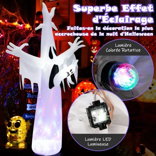 Fantôme Gonflable d'Halloween Décoration de Fête avec Lumières LED et Gonfleur Étanche Décoration Idéale pour Halloween