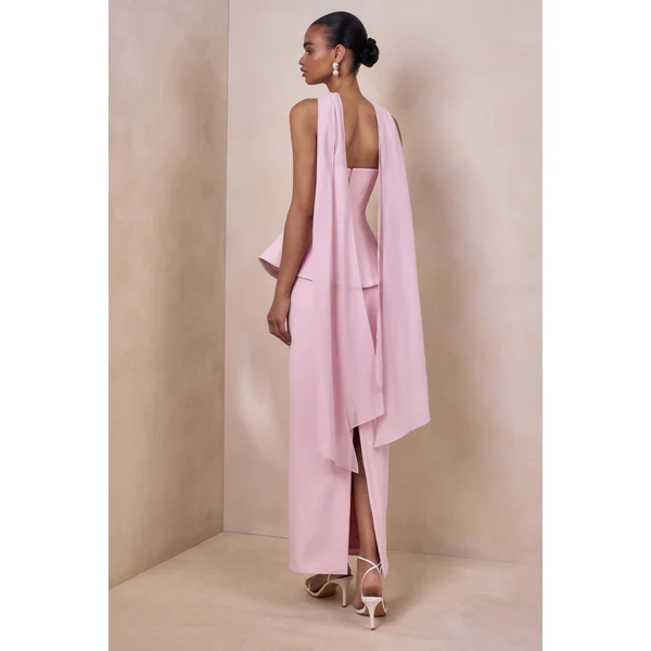 Farron | Robe longue rose clair bandeau effet corset