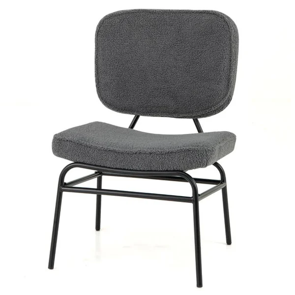 Fauteuil Accent Rembourré Fauteuil de Lecture en Sherpa avec Rembourrage en Éponge Patins Ajustables & Cadre en Métal Chaise Moderne Beige/Gris