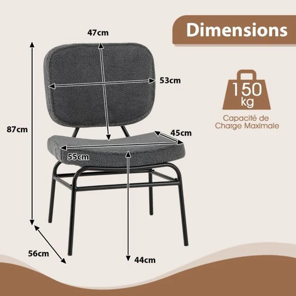 Fauteuil Accent Rembourré Fauteuil de Lecture en Sherpa avec Rembourrage en Éponge Patins Ajustables & Cadre en Métal Chaise Moderne Beige/Gris