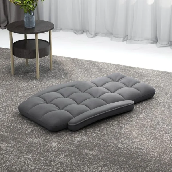 Fauteuil au Sol avec Support Dorsal Fauteuil de Sol Réglable à 6 Positions avec Accoudoirs Position Allongée Gris