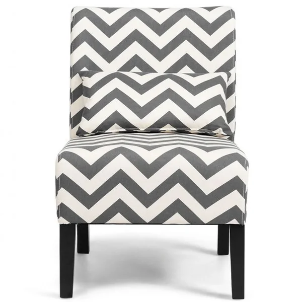 Fauteuil d’Appoint sans Accoudoir avec Coussin en Mousse Moelleuse Pieds en Bois Capacité 140kg 70,5x51x5x81cm Gris