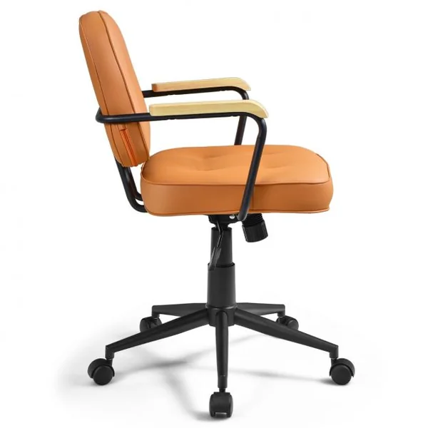 Fauteuil de Bureau - Dossier à Bascule - Accoudoir Ergonomique en PU Hauteur d’Assise Réglable 48 - 55,5 CM Orange