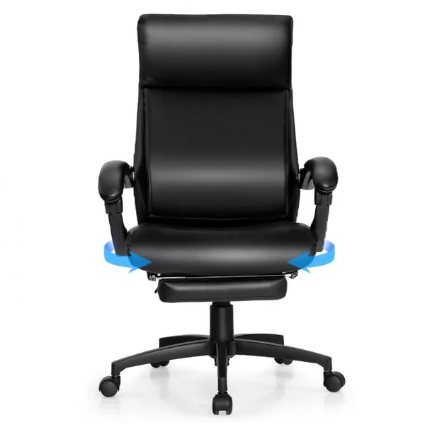Fauteuil de Bureau Pivotant Dossier Inclinable Ergonomique avec Repose-Pieds Réglable en Hauteur 62 x 71,5 x 109-119 cm Noir