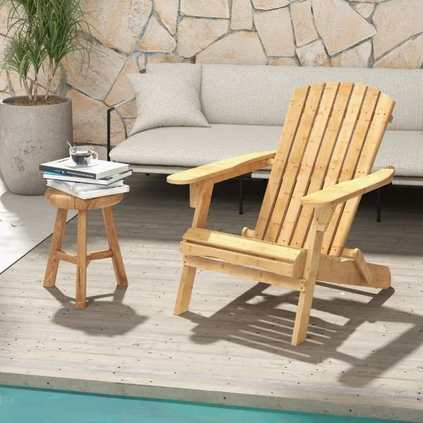 Fauteuil de Jardin Adirondack Pliante en Bambou Charge 150 kg Chaise d'Extérieur avec Dossier haut et Accoudoirs 70x93x80 CM