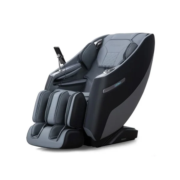 Fauteuil de Massage Électrique Inclinable Rail SL avec 12 Modes Automatiques 5 Techniques de Massage Chauffage et Rouleaux de Pied Blanc/Noir