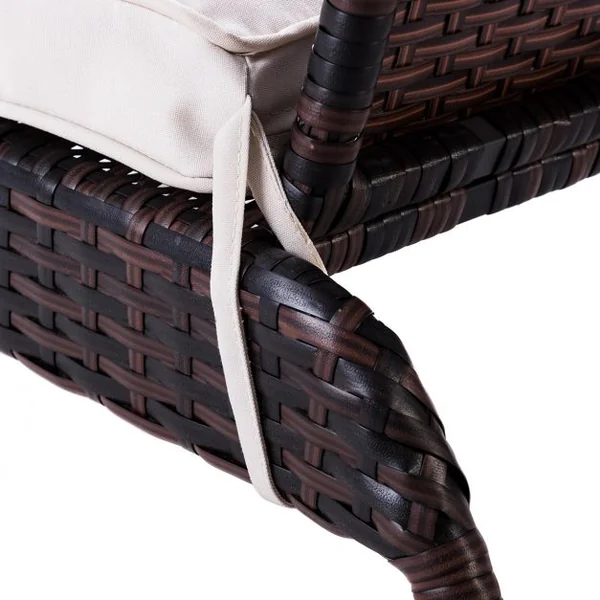 Fauteuil de Terrasse Bas en Rotin Chaise de Jardin Basse en Rotin Tressé avec Coussin d’Assise, 79x79x82cm, Marron