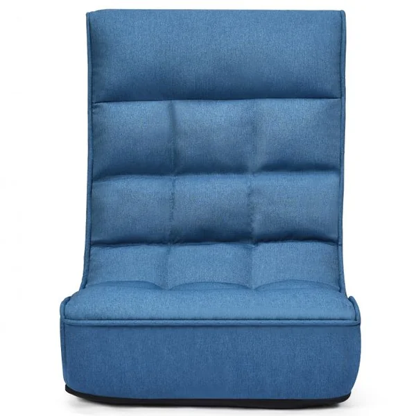 Fauteuil Inclinable Rembourré Dossier Inclinable à 4 Positions en Acier et Eponge à Haute Densité 61x66x79cm Bleu
