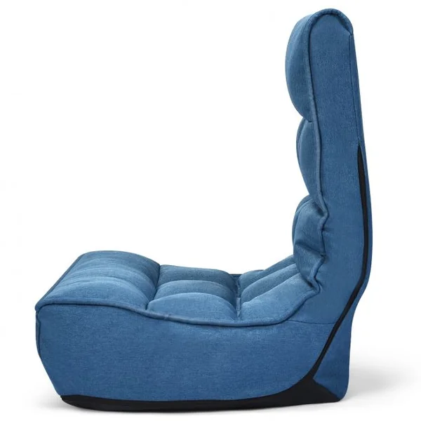 Fauteuil Inclinable Rembourré Dossier Inclinable à 4 Positions en Acier et Eponge à Haute Densité 61x66x79cm Bleu