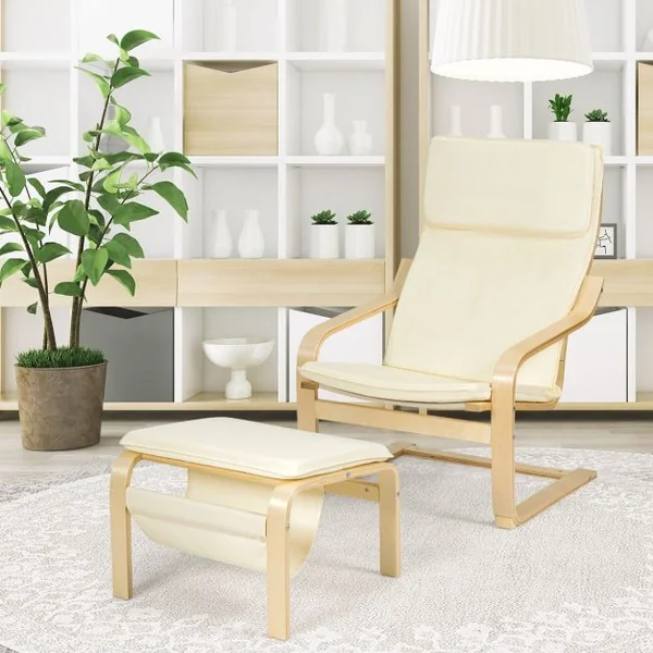 Fauteuil Relax Inclinable avec Repose-pied Style Contemporain et Design Ergonomique Beige