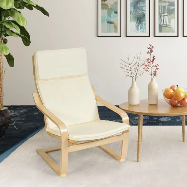 Fauteuil Relax Inclinable avec Repose-pied Style Contemporain et Design Ergonomique Beige