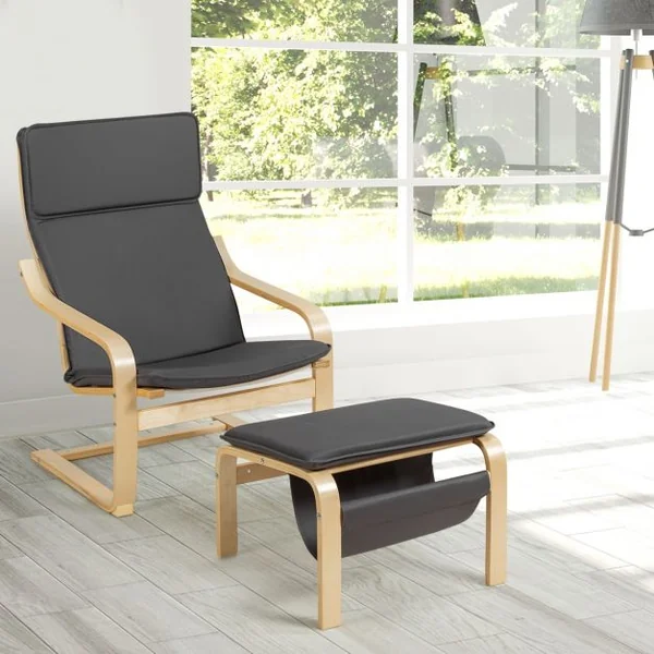 Fauteuil Relax Inclinable avec Repose-pied Style Contemporain et Design Ergonomique Gris foncé