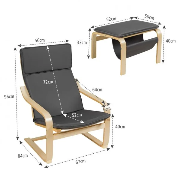 Fauteuil Relax Inclinable avec Repose-pied Style Contemporain et Design Ergonomique Gris foncé