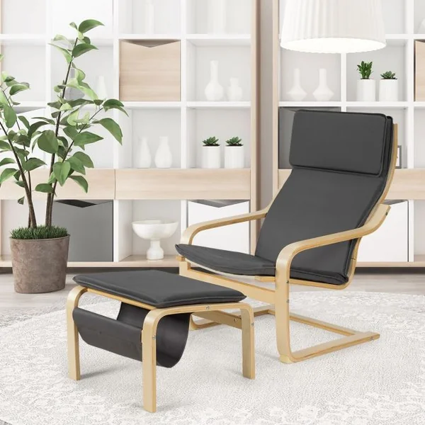 Fauteuil Relax Inclinable avec Repose-pied Style Contemporain et Design Ergonomique Gris foncé