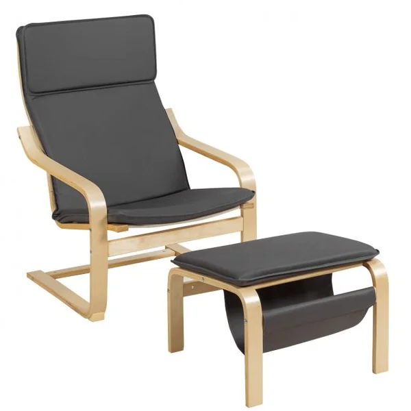 Fauteuil Relax Inclinable avec Repose-pied Style Contemporain et Design Ergonomique Gris foncé