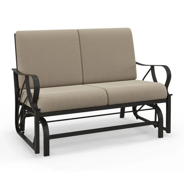 Fauteuil à Bascule de Jardin 2 Places avec 4 Coussin Doux Charge 300KG Chaise à Bascule d’Extérieur avec Accoudoirs Incurvés