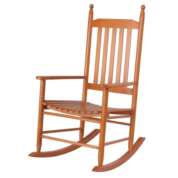 Fauteuil à bascule en bois Fauteuil berçant, Capacité max.150 kg, pour jardin, terrasse, balcon, 59 x 83 x 115 cm, Marron