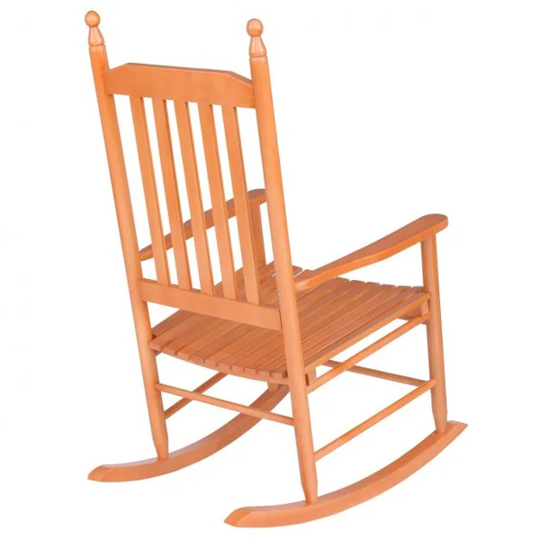 Fauteuil à bascule en bois Fauteuil berçant, Capacité max.150 kg, pour jardin, terrasse, balcon, 59 x 83 x 115 cm, Marron