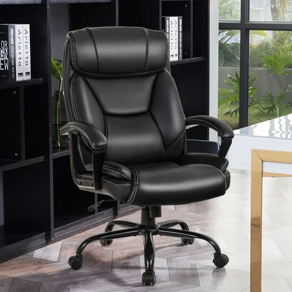 Fauteuil à Bascule Pivotante Ultra Souple en Similicuir Hauteur Réglable Base Robuste Noir Charge 220kg Noir