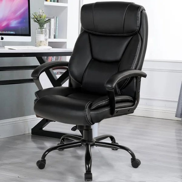 Fauteuil à Bascule Pivotante Ultra Souple en Similicuir Hauteur Réglable Base Robuste Noir Charge 220kg Noir