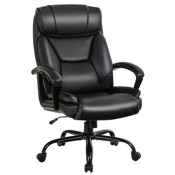 Fauteuil à Bascule Pivotante Ultra Souple en Similicuir Hauteur Réglable Base Robuste Noir Charge 220kg Noir