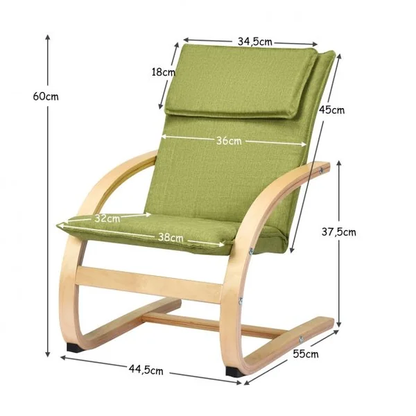 Fauteuil à Bascule pour Enfants Fabriquer en Bois de Bouleau Chaise avec Accoudoirs Solides Siège Rembourré