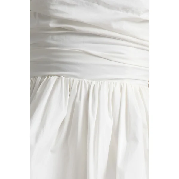 Faye | Mini-robe blanche bandeau à jupe boule avec détails froncés