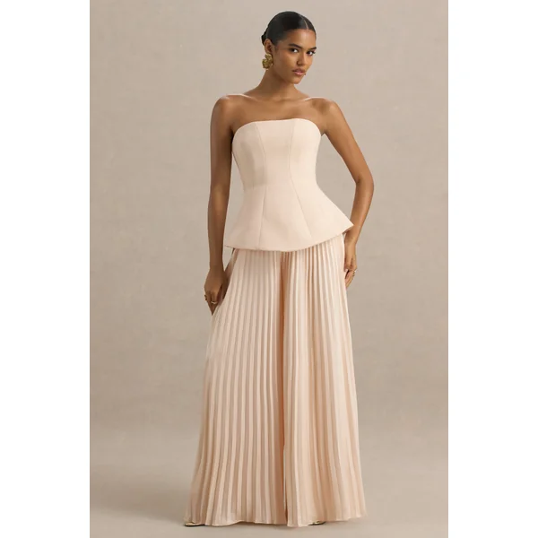 Feeling Good | Combinaison bandeau crème avec pantalon plissé