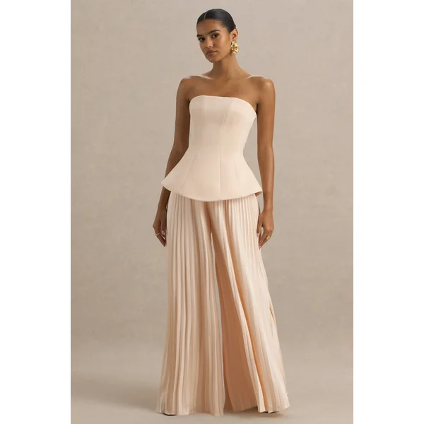 Feeling Good | Combinaison bandeau crème avec pantalon plissé