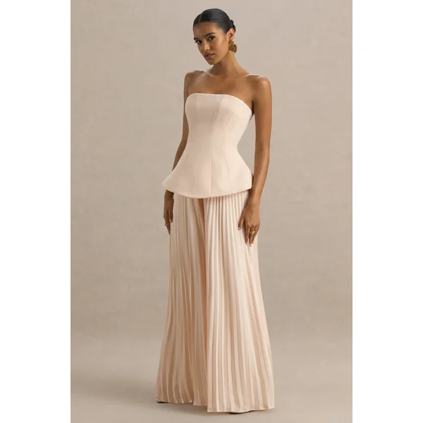 Feeling Good | Combinaison bandeau crème avec pantalon plissé