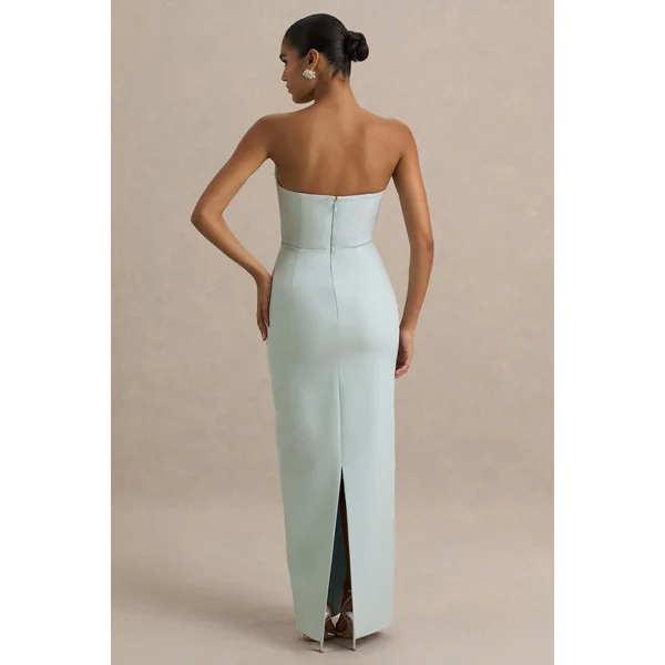 Fierce | Robe longue asymétrique bleu poudre avec détails froncés