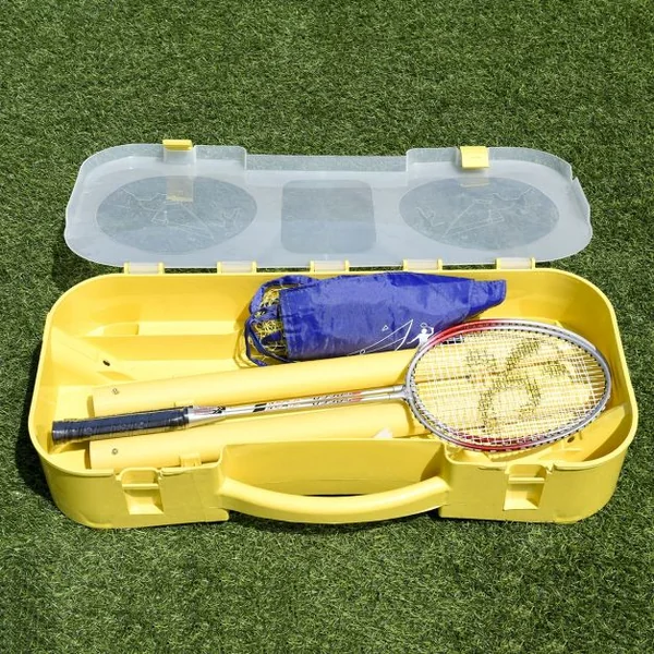 Filet de Badminton/ Volley Professionnel et Transportable avec Raquette et Volant Autoportant, 290x32x160cm, Jaune