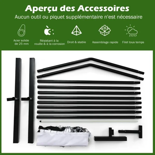 Filet de Pickleball Portable de 670 x 92 cm Tuyaux Métalliques Filet Badminton Exterieur en Polyester avec Sac de Transport en Oxford