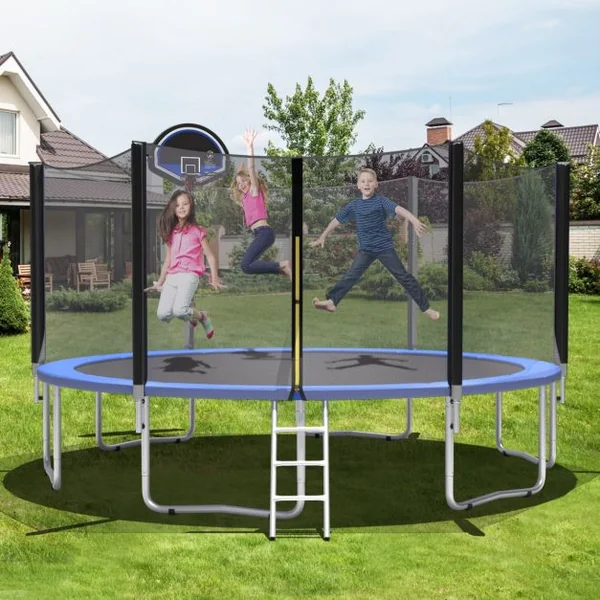 Filet de Sécurité pour Trampoline de Jardin Ø306CM avec Fermeture et Boucles H180CM