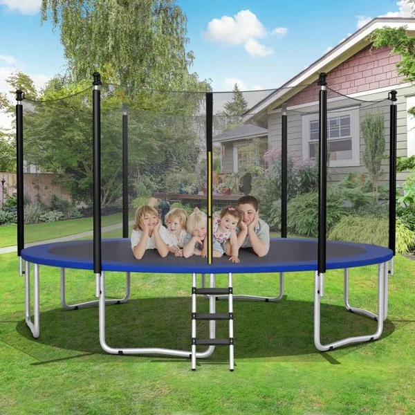 Filet de Sécurité pour Trampoline de Jardin Ø375CM avec Fermeture et Boucles H180CM