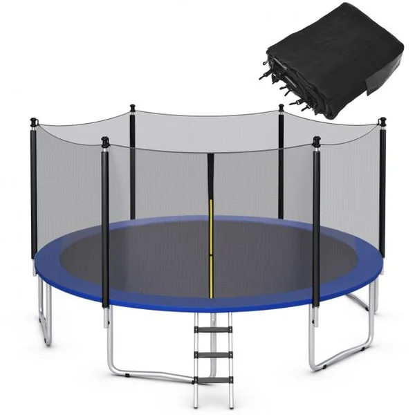 Filet de Sécurité pour Trampoline de Jardin Ø375CM avec Fermeture et Boucles H180CM