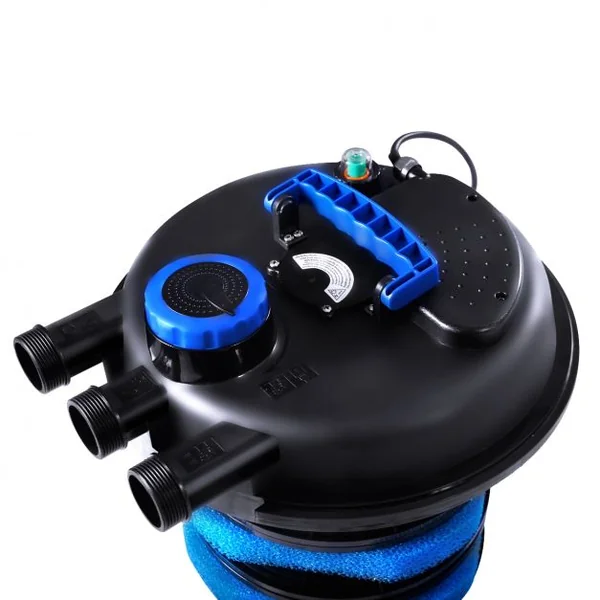 Filtre de Bassin de 10 m² Kit de Filtration pour Aquarium Capacité 25 L 10 000 L/h 3 Sorties, 38x38x51cm, Noir
