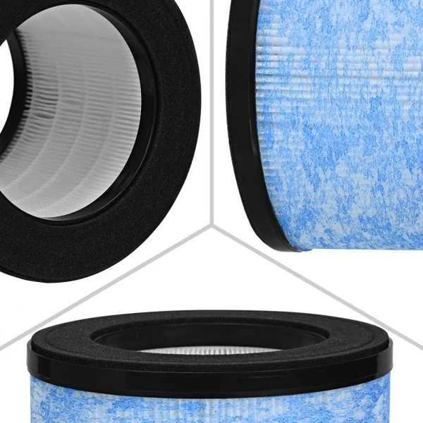 Filtre Hepa de Remplacement Cylindrique pour Purificateur d’Air Puissant 175 X 175 X 14cm Bleu