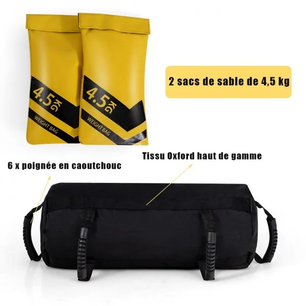 Fitness Sacs de Sable Lourds Haltérophilie pour l'Entraînement Renforcé pour Musculation Exercise 9 KG