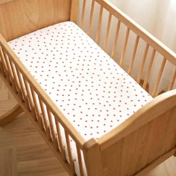 Fitted crib sheet in cotton double gauze, Lovio