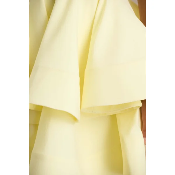 Flavia | Micro mini-robe patineuse à encolure plongeante citron avec volants