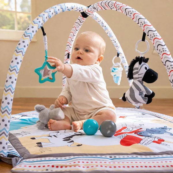 Foldable baby play mat with ball pit - Safari Expedition