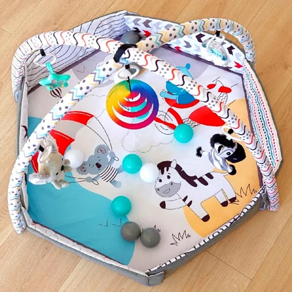 Foldable baby play mat with ball pit - Safari Expedition
