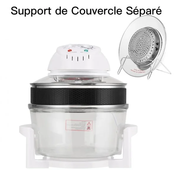 Four à convection halogène 12L Four Multifonctions 1200-1400W Minuterie Température Réglable 33,5x38,5x34cm Blanc